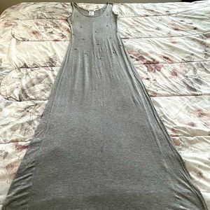Out from Under UO gray metal decorations rayon tank top maxi dress, size XS